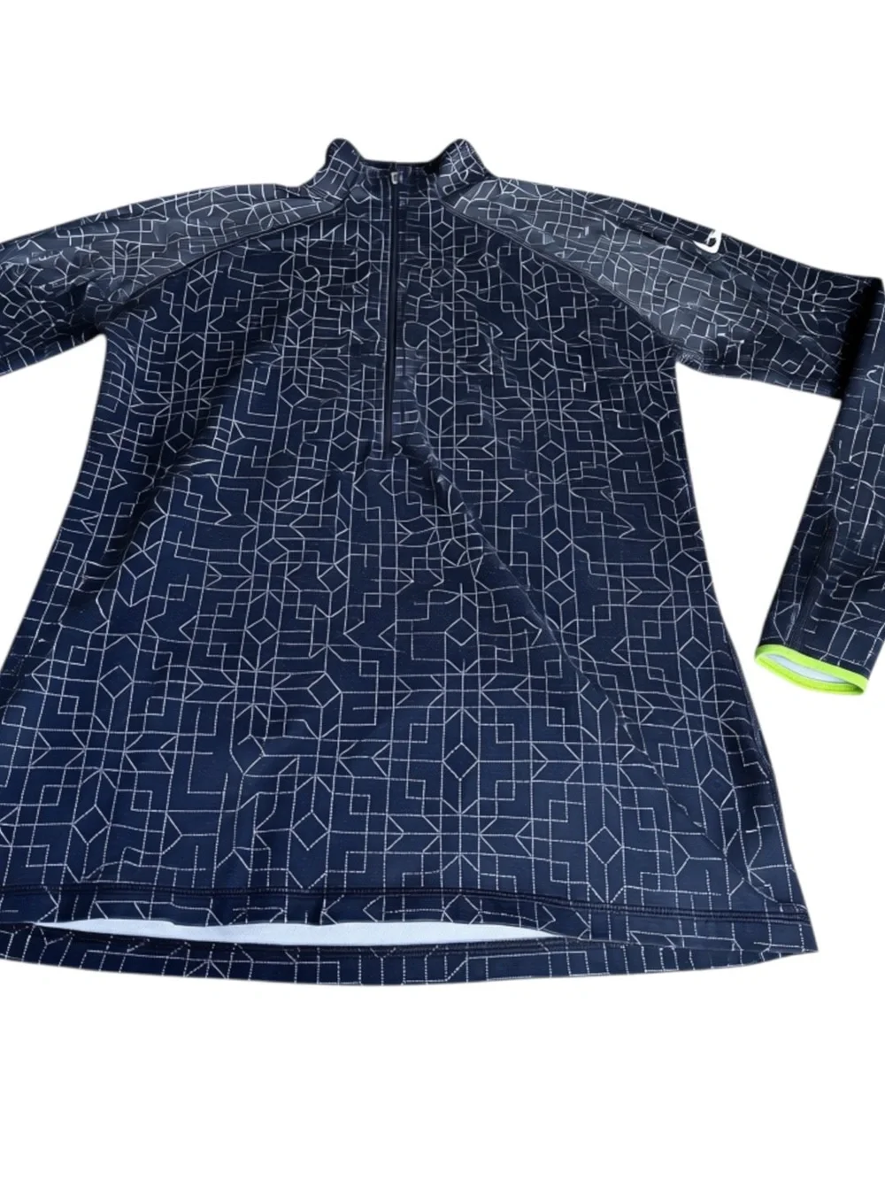 Nike Blue Geo-Print Half-Zip Ski Jacket with Neon Trim